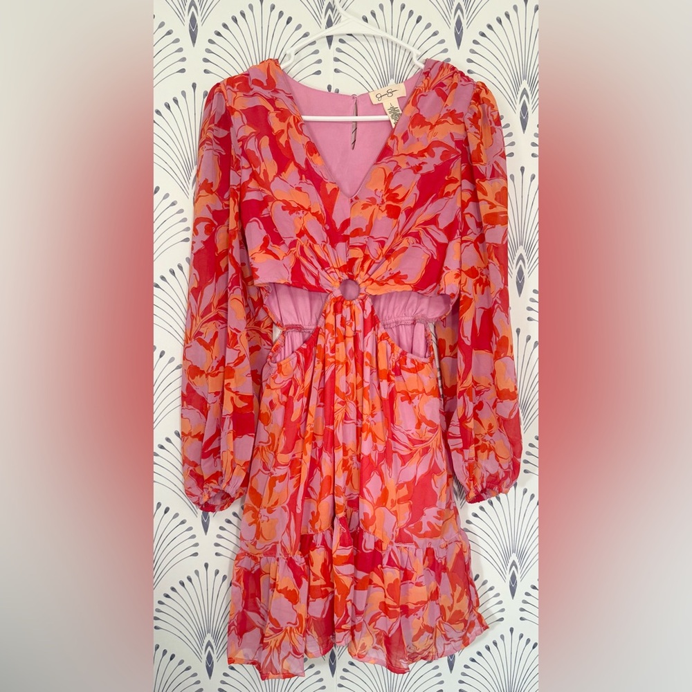 Jessica Simpson Pink and Orange Ruffled Tiered Sundress - Picture 2 of 7